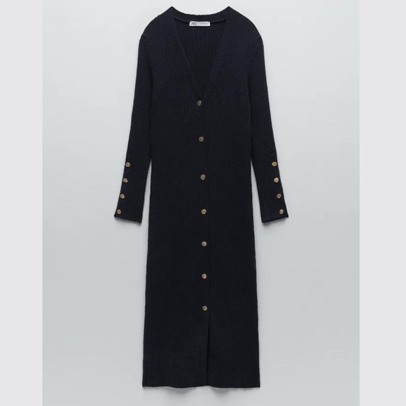 Zara | Dresses | Zara Gold Button Ribbed Knit Dress Size S | Poshmark